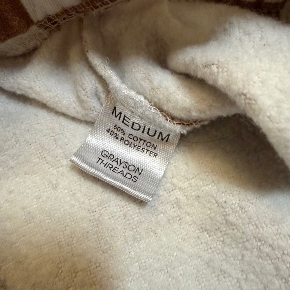 Grayson Threads Brown White Checkered Flare Sweatpants Bell Bottom Medium - Picture 5 of 5
